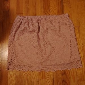 Pink lace mini skirt